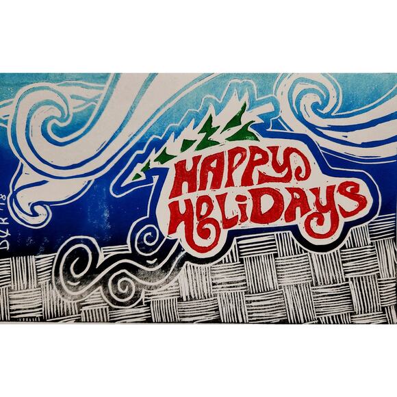 Happy Holidays Car 5"x7" Greeting Cards Set of 6 Acid Free Card Stock Art Print - Picture 1 of 7